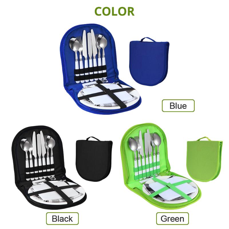 

Stainless Steel Cutlery Set Portable Spoon Fork Knife Stainless Steel Plate Spoon Wine Opener Fork Napkin Hiking BBQTravel Port