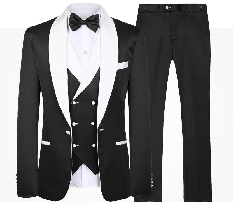 

Handsome Groomsmen Shawl Lapel Groom Tuxedos Mens Wedding Dress Man Jacket Blazer Prom Dinner 3 Piece Suit(Jacket+Pants+Tie+Vest) B290, Same as image