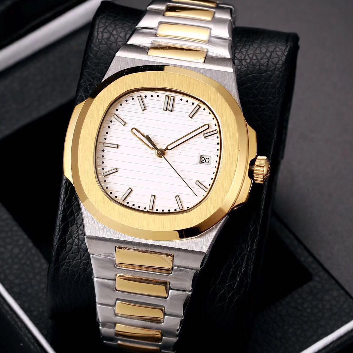 

19 colors mens watch automatic self wind Glide sooth second hand sapphire glass silver and gold wristwatch
