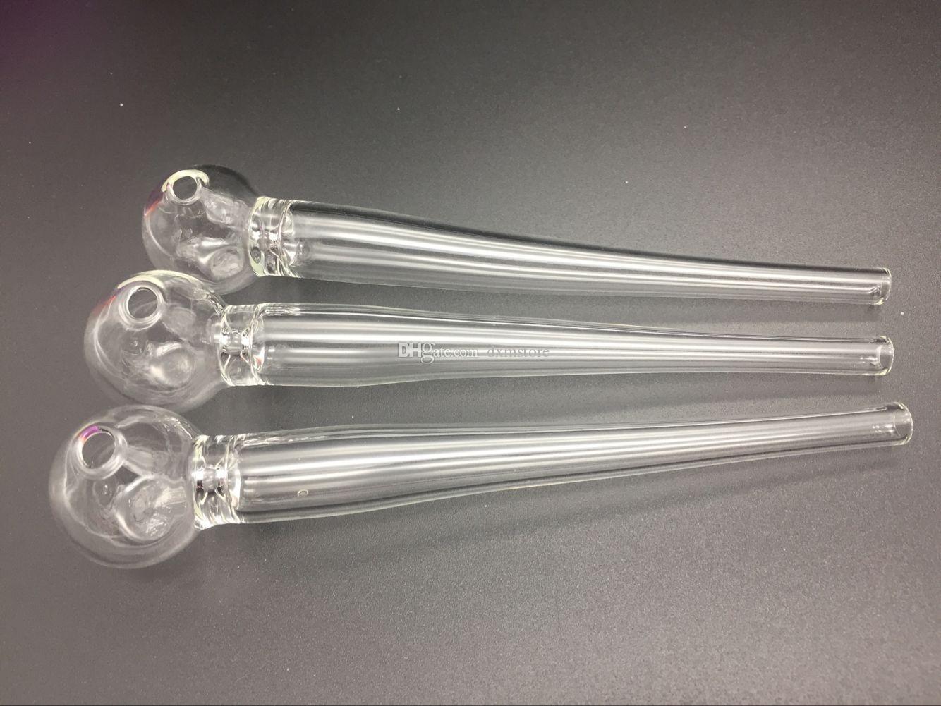 

Wholesale New large 6Inch smoking pipe oil burner Big Glass Tube Oil Pipe Nail Glass Oil Pipe Thick Clear tobacco hand pipes