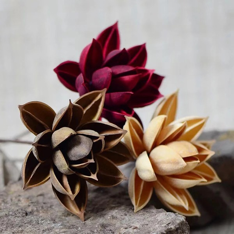 

2pcs Dried Flowers 8cm head,Handmade Lotus Flowers for DIY Wedding Home Room Floral Decor,Single Fores Valentine's Day Gift