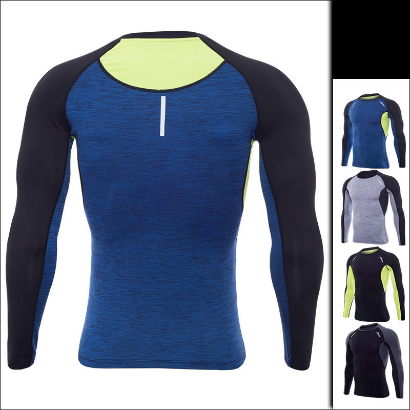 

Top Soccer quick drying sport tights long slee men footbl training base shirt running Yoga suit breathabl fitness suit wear men, Colour 3