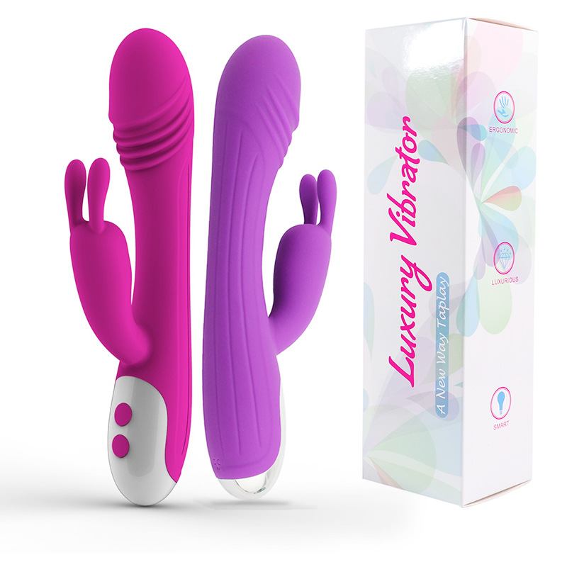 usb charging massage stick doubleheaded vibrating stick g point doubleshock silicone vibrating stick sex toys adult female-image-539901776