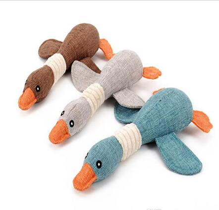 

Pet burlap toy burlap duck toy for dog bite vocal wild duck Squeaker cat Squeaky Plush Sound toy