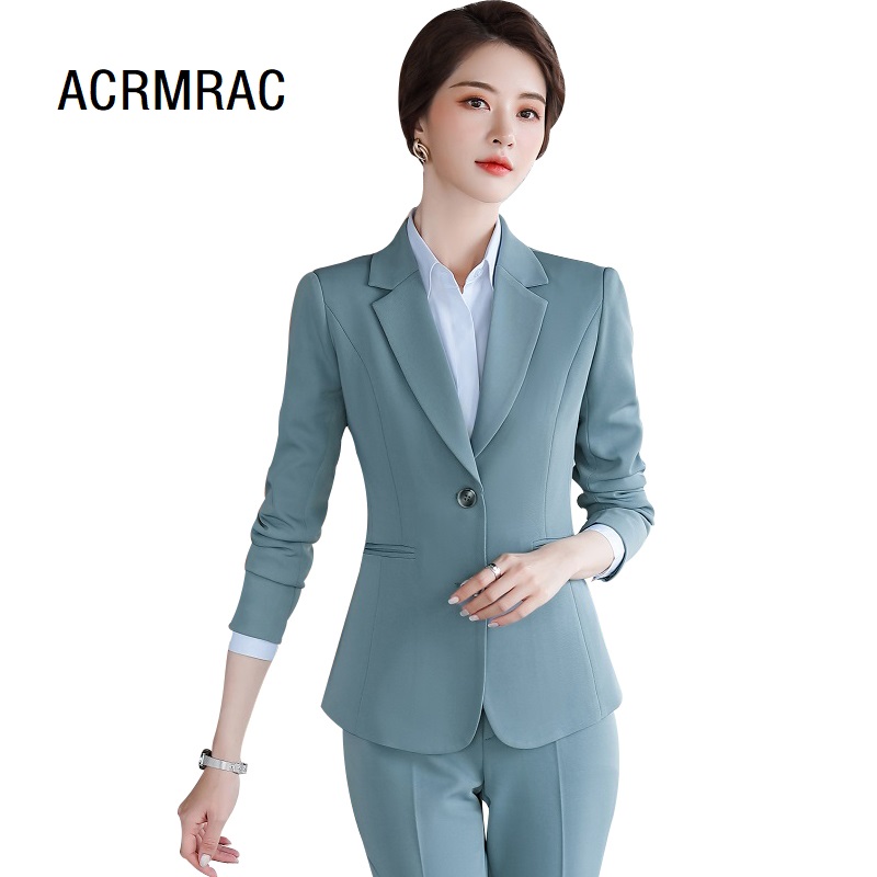 

Women suits spring Long sleeve blazers pants Office Lady Formal Work clothes women pants suits woman set 20912, Blue pant