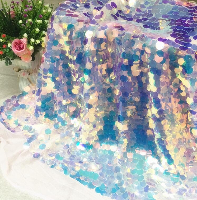 

Color laser 45*130cm encryption fish scale lace beads sequins fabric dress diy home textiles wedding cloth mesh mannequin fabric C583