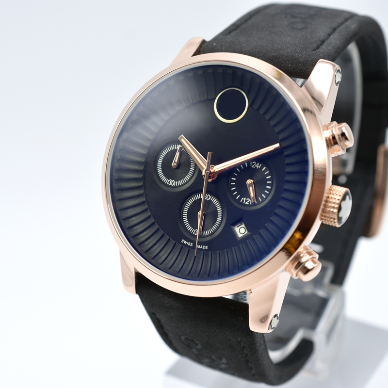

On sale 42mm military chronograph fashion leather quartz mens watches day date men designer watch wholesale gift men wristwatch montre homme