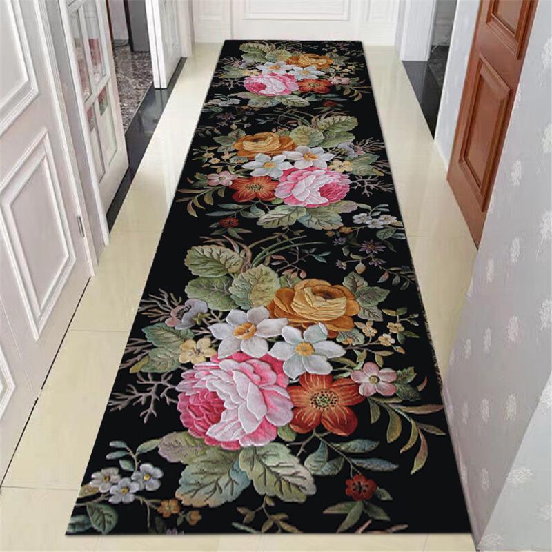 

3D Flower Stair Corridor Carpet Flannel Non-slip Bathroom Kitchen Bedside Mat Floor Rug Living Room Area Rug Balcony Carpets, No-1