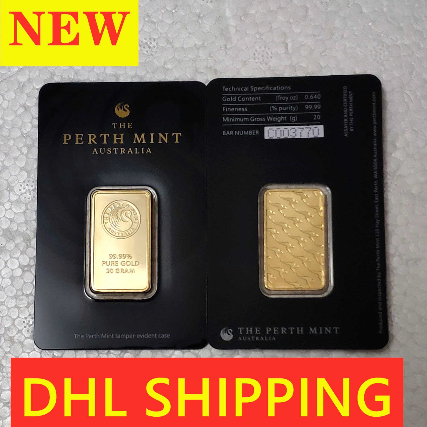 

20Gram Australia the perth mint 999 fine 24k plated bar Non magnetic gold bullion Collections souvenirs business gifts