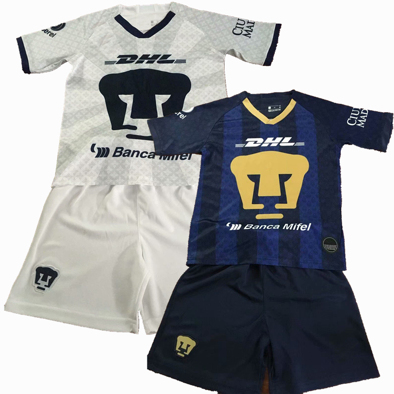 

New 2019 2020 UNAM Liga MX Kids Soccer Jerseys sets Tracksuits home away 19 20 football shirt with shorts, Black