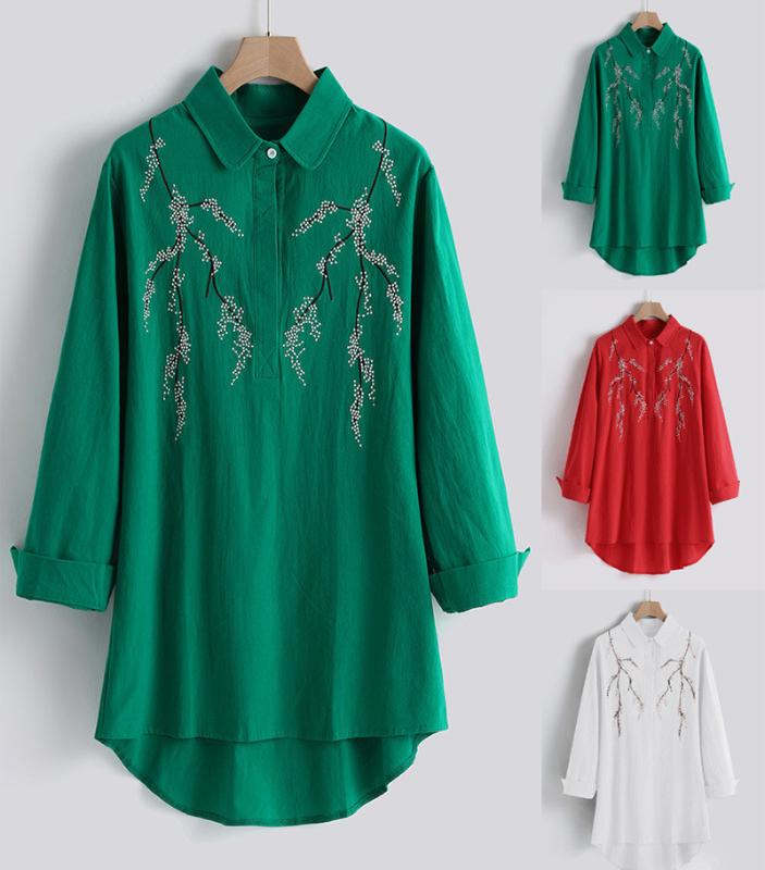 

Maternity Breastfeeding Blouses Shirts 2020 Embroidery Pregnant Women Long Sleeve Blouses Pregnancy Nursing Clothings Plus Size, Green