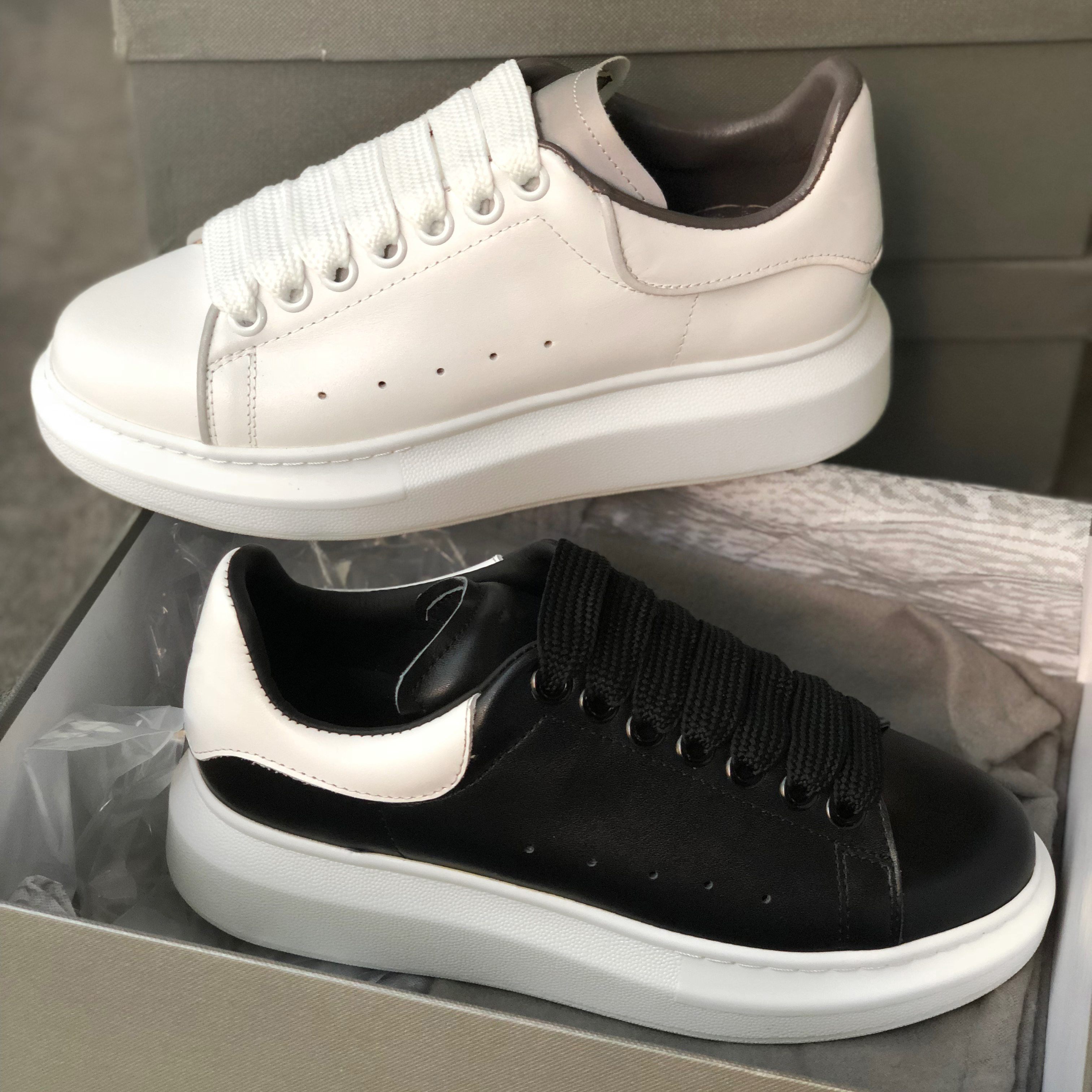 

White Black Reflective 3M Men Women Platform Sneakers Leather Trainers Flat Casual Shoes Party Wedding Shoes Suede Sports Sneakers With Box, Color 36