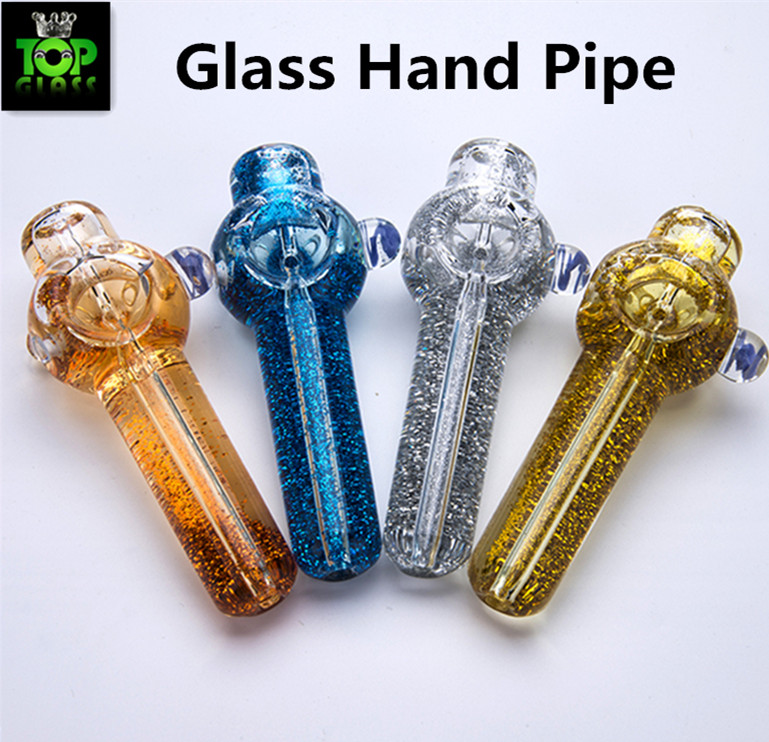 

2018 Newest Colorful Glass Hand Pipes With Liquid Glycerin Inside Bubbler Water Pipe Oil Rig Spoon Smoking Water Pipes