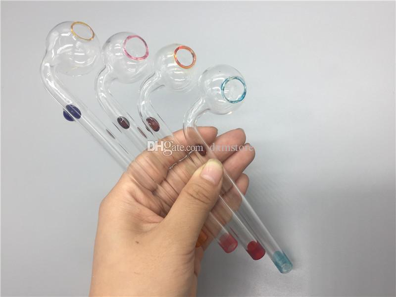 

HOT ON SALE 14cm Cheapest Colorful Pyrex Glass Oil Burner Pipe glass tube smoking pipes HAND tobacco dry herb glass oil nails pipes