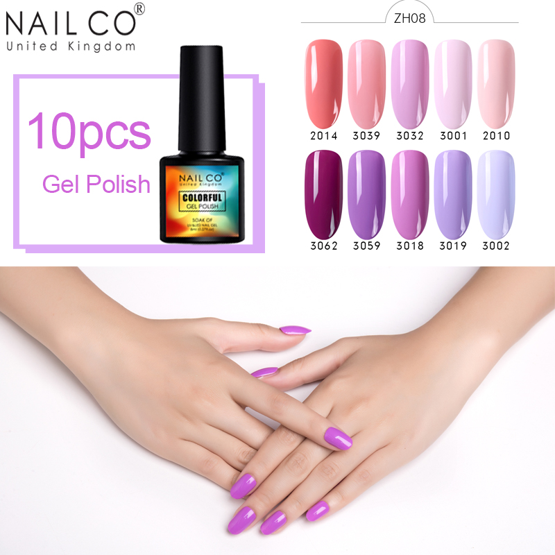 

NAILCO 8ml 130 Colors Soak Off Gel Polish 10pcs Series Natural Resin Vernis Semi Permanent Uv Hybrid Laters Art Nail Polish Gel, Zh02
