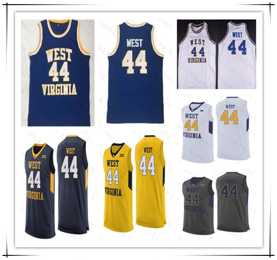 

NCAA Vintage Basketball 44 Jerry West Jersey Men Sewn College West Virginia Mountaineers WVU Jerseys Stitched White Blue Yellow Navy -4XL, 2020 navy blue