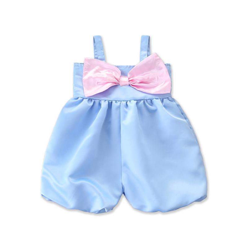 

Kid Baby Girl Bow Jumpsuit Bodysuit Outfits Summer Clothes Blue Sunsuit