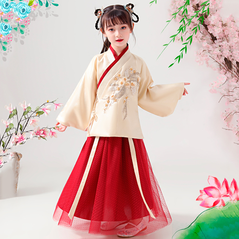 

Children Hanfu Traditional Chinese Dance Costumes Stage Dress Girls Tang Han Ming Dynasty Folk Dance Clothing Rave Outfit DN4931, As picture