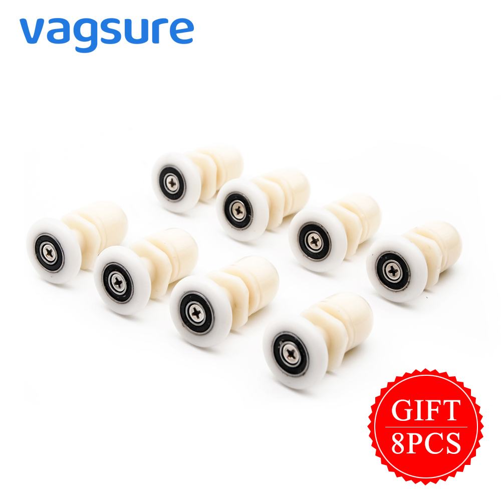 8pcs/lot Diameter 19/23/25/27mm Roller Bearings White Plastic Partiality Glass Sliding Door Wheels Runner For Shower Cabin Steam Room-image-469183030