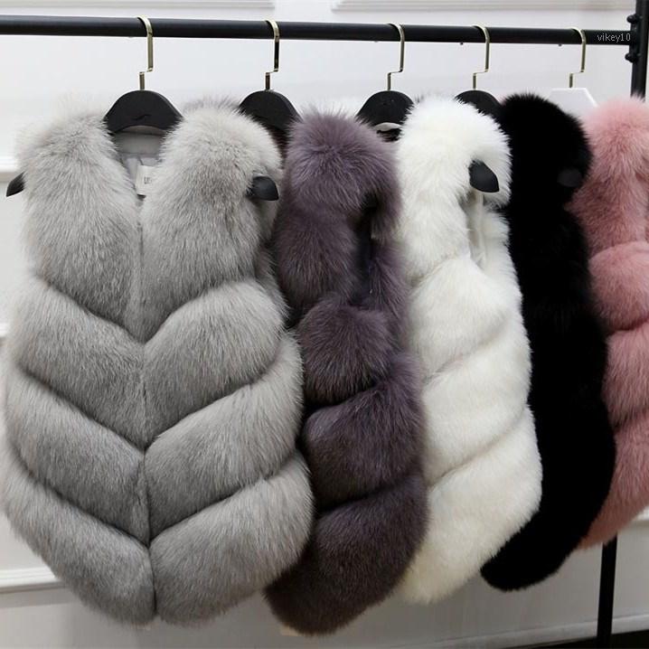 2018 Women Winter Autumn Faux Fur Vest V-Neck Thick Body Warmer Female Sleeveless Jacket1