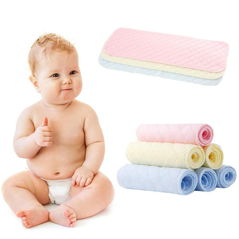 

5pcs/lot Soft Reusable Baby Diapers 3-layer Pure Cotton Nappy Liners Insert Washable Baby Diapers Care Eco-friendly, Red