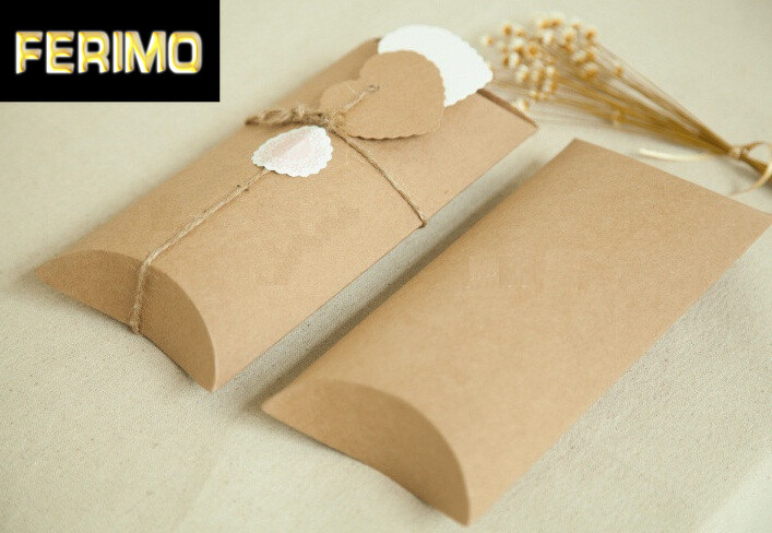 

20pcs 18.5*7.8*3cm/20*10*4cm Packaging Paper Kraft Box Small Pillow Shape Kraft Gift Box Thicken Blank Paperboard