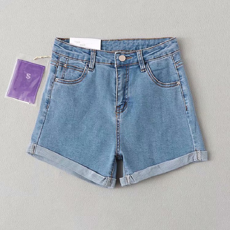 

Summer shorts 2019 women High waist denim shorts female curling loose wild student wide leg hot denim for women, Blue