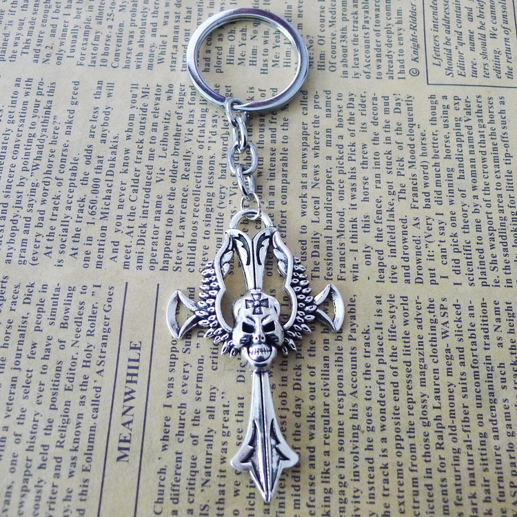 

Alloy Figure Human Skeleton Head Cross Key Pendant Buckle Ancient Silver Ornaments Parts