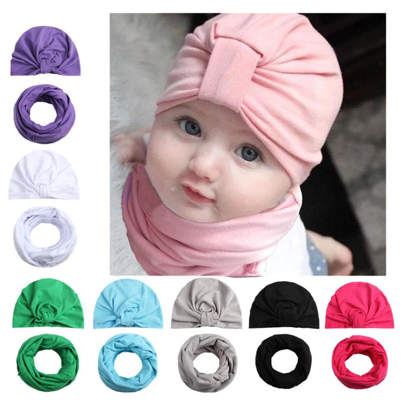 

New Cotton Child Baby Knotted Turban hat Headband Ring Sets Beanies Cap Bandanas Hairband Headwear Headwrap Hair Accessories, Green