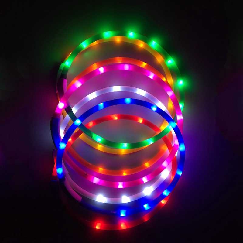 

USB Rechargeable Flashing Night Pet Dogs Cats Collars Luminous Collar LED Light USB Dog Collar Glowing Teddy Flash Pet