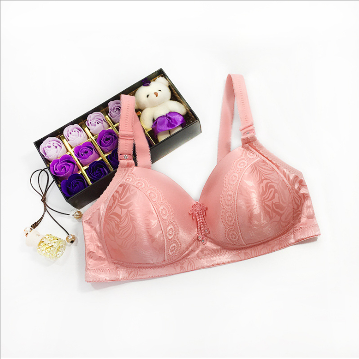 

Free shipping Wholesale Small Size 36B-42B Three Quarter Cup Comfortable Wireless Lace Small Chest Push Up Bra, Watermelon red
