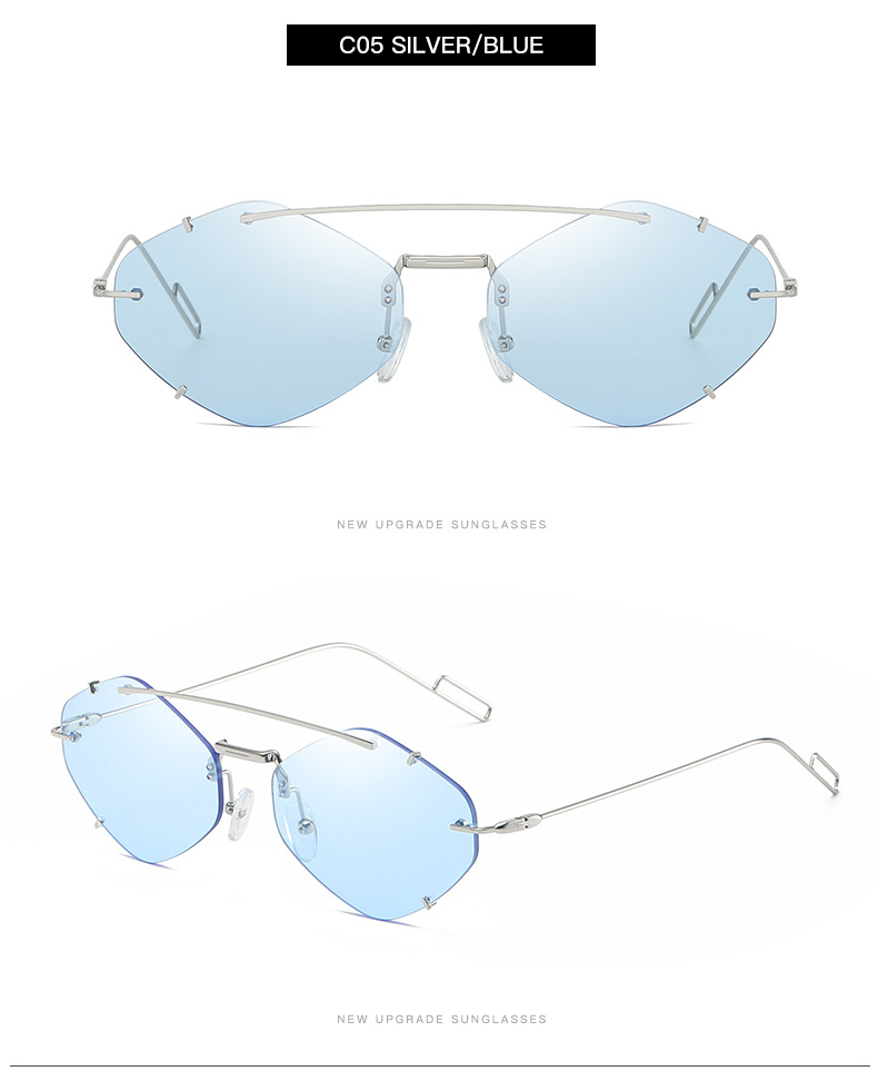 

sexy New style frameless polygon sunglasses for women and men sunglasses luxury sunglasses 2019 fashion designer uv400 9025