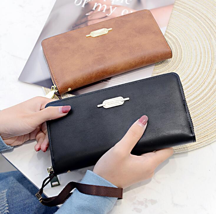 

Factory wholesale women handbag multifunctional leather zipper long wallet retro leather long wallet simple Joker leather mobile phone bag, Red;black