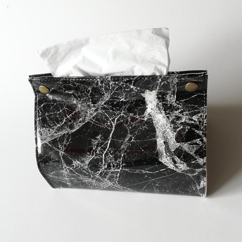 

Office Tissue Box Nordic Style Dispenser Storage Fashion PU Leather Kitchen Holder Decoration Paper Container Car Marble Pattern
