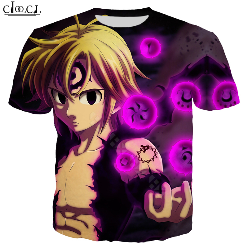 

Hipster Style Men T Shirts Anime The Seven Deadly Sins 3D Full Printing Fashion Short Sleeve Tops Unisex Hip Hop Streetwear, T shirt 1