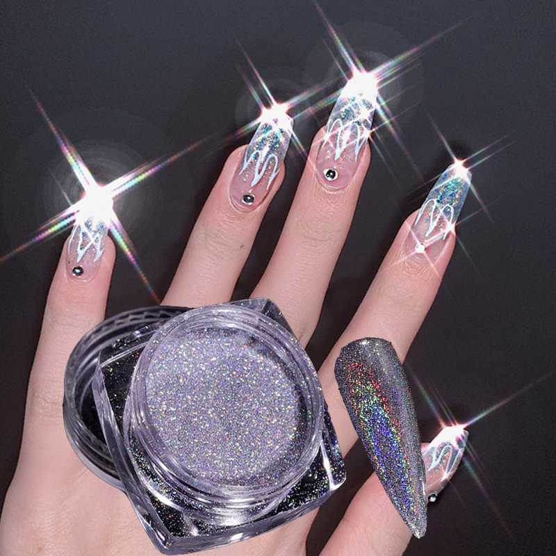 

5g Nail Laser Powder Holographic Powder Laser Silver Flash Chrome Nail Infiltrated Shimmer Gel Decoration
