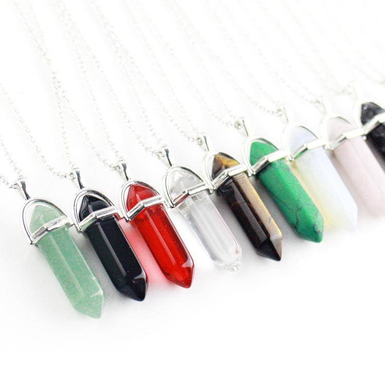 

Natural Stone Hexagonal prism Necklace Yoga Healing Point Necklace Women Mens Jewelry Fashion Will and Sandy drop ship 380192