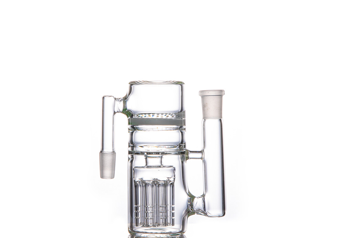 

6 inch 14mm 18mm male recycler ash catcher 90 degree 8 arms honeycomb percolator bubble Ash Catcher adapter for glass bong water bong