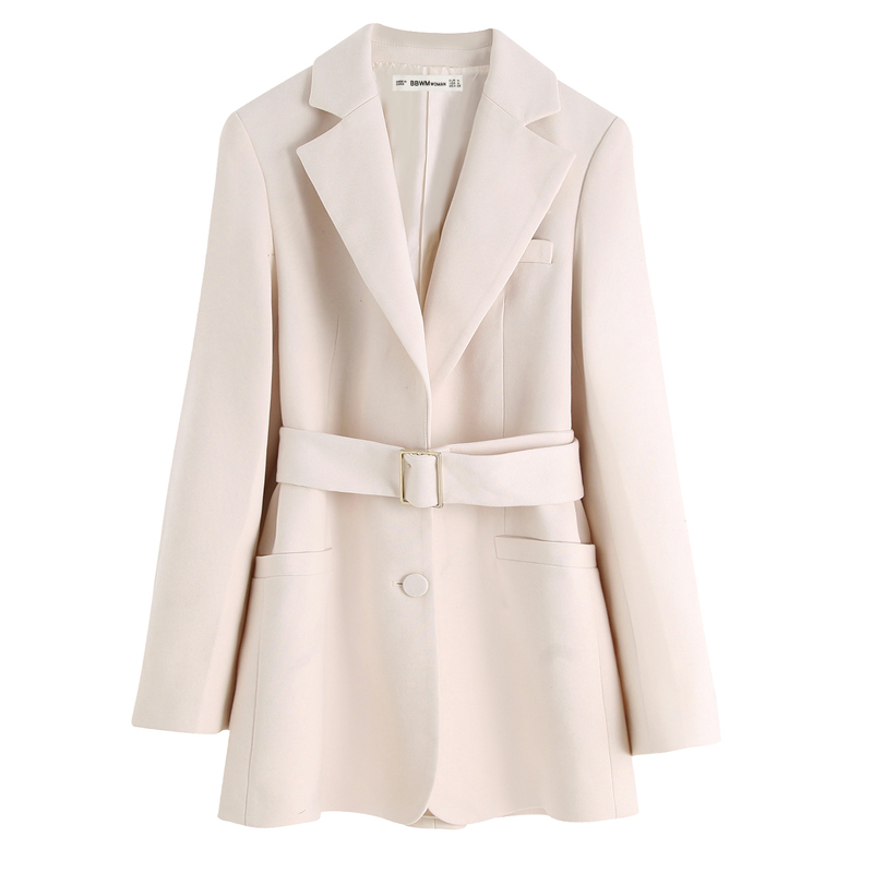

Women's Trench Coat 2020 Spring Autumn New Mid-Long Solid Color Windbreaker Fashion Single-breasted Slim Outerwear With Belt, Photo color