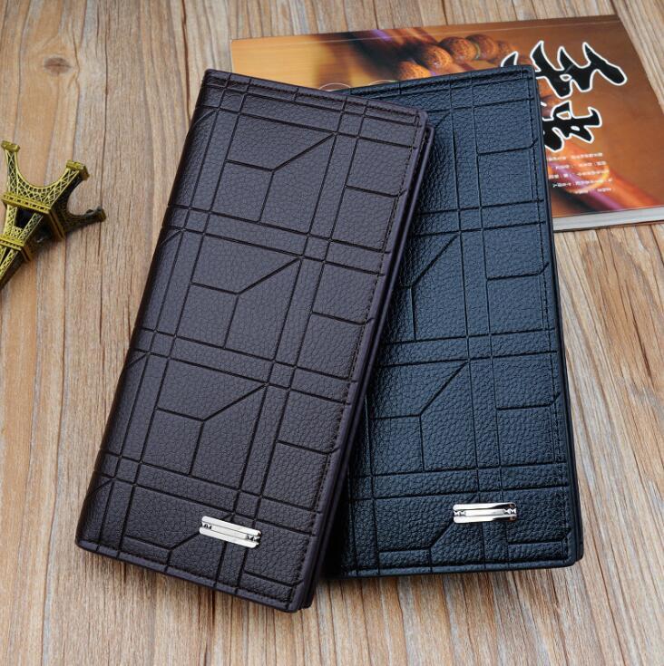 

Factory wholesale men bag fashion plaid foldings short wallet character long wallets business folding leather purses multifunctional coin purse, Black2(printing box packaging)