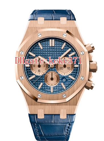 

12 Style Hot Selling 41mm Offshore 26331 26331ST 26331OR.OO.D315CR.01 18k Rose Gold Leather Bands VK Quartz Chronograph Mens Watch Watches, Slivery;brown