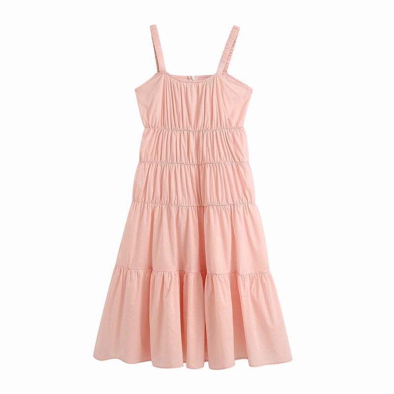 

Women Summer Dress 2020 New Fashion Cascading Overall Clothing Modern Lady Mid-Calf Dresses, Pink