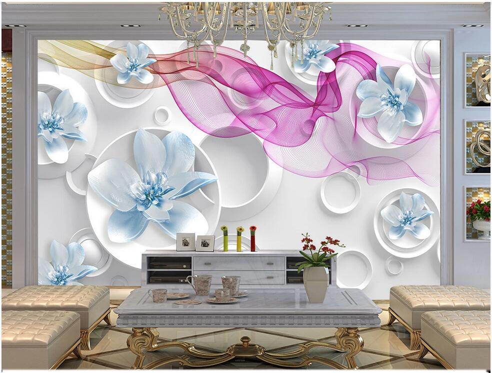

3D wall covering custom mural wallpaper European three-dimensional round fantasy flower jewelry TV background wall home decor wall papers, Black