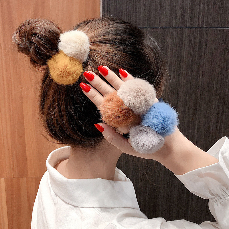 

1pcs 7+n Headrope girl lovely simple double hair bulb ball hair rope headwear temperament band bands accessories