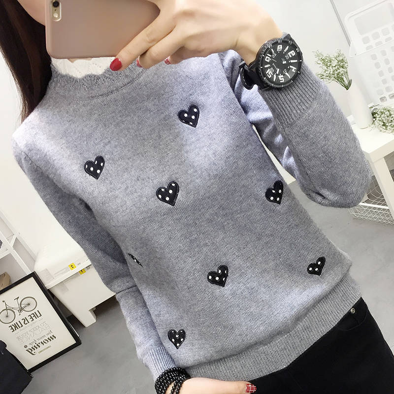

Turtleneck Women Pullover Loose Black Sweater Winter Ladies Embroidery Knit Tops False two Korean Wool Joogers Clothes