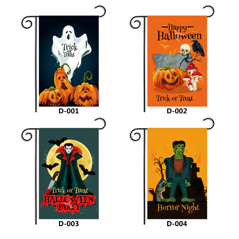 

30*45cm Halloween Christmas Garden Flag Oxford Cloth Flag Banner Pumpkin Skull Santa Claus Printed Garden Flag Outdoor Decoration DBC VT0855