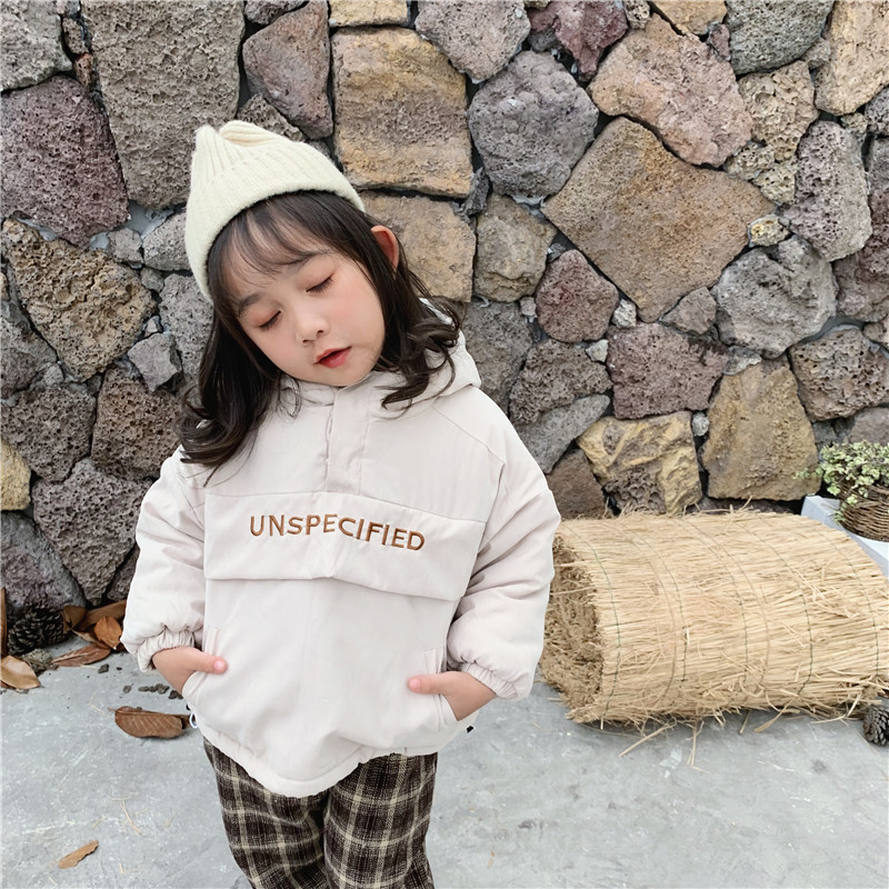 

winter new men and women baby letter tide cotton coat loose children's jacket, Beige