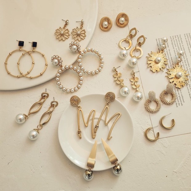 

Flatfoosie Fashion Statement Earrings For Women 2020 New Matte Gold Geometric Round Simulated Pearl Dangle Drop Earrings Jewelry