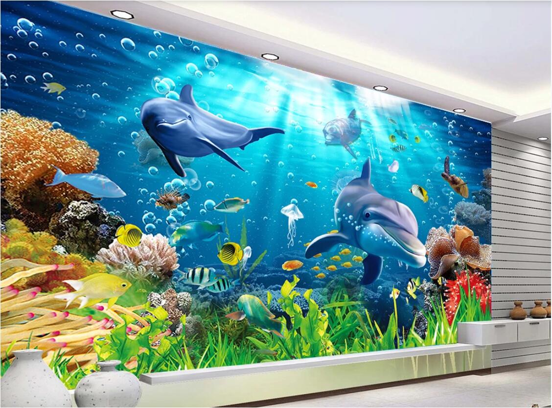 

3d room wallpaper custom photo mural 3D underwater world TV living room wall decoration painting wall art canvas wallpaper for walls 3 d, Non-woven fabric