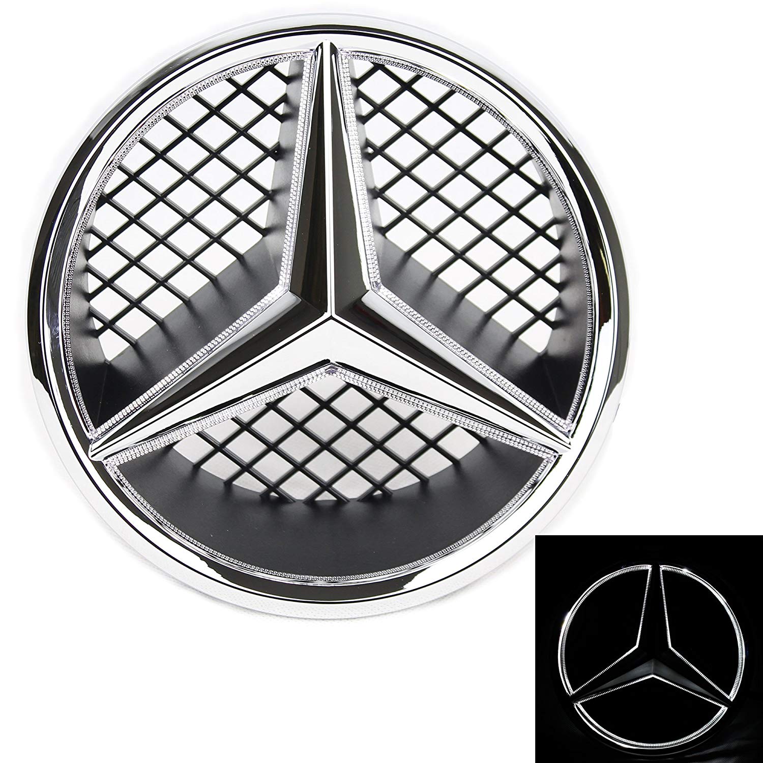 Mercedes Benz Bonnet 3D Emblem Badge SV Black Chrome 